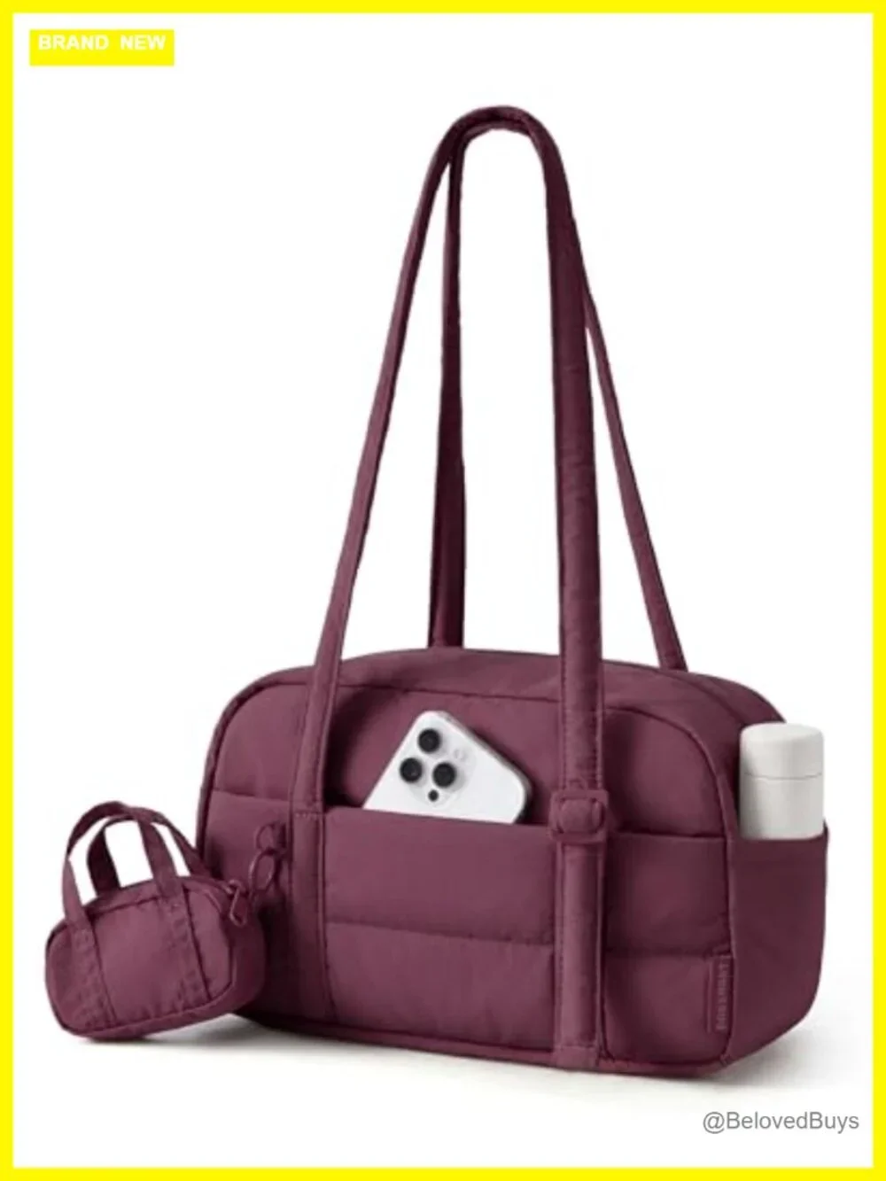 Puffer Shoulder Bag Lightweight Small Tote Hobo Handbag with Pockets